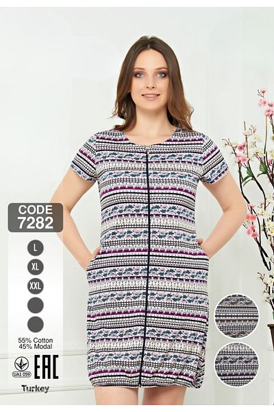 ROMEO LİFE Women's Cotton Modal Fabric Zipper Summer Dress 7282