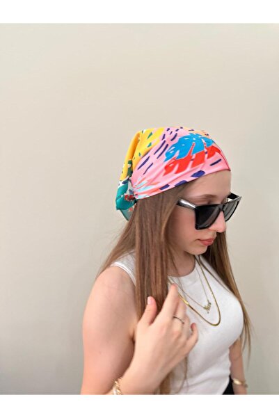 sema aksesuar Colorful Flower Leaf Patterned Bandana - Summer Hair Accessory - Scarf - Gift