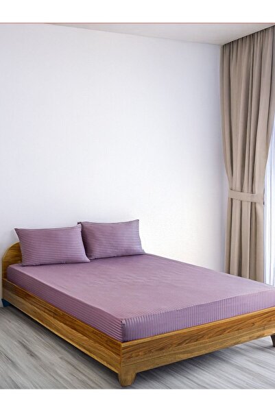 SENNORA Deluxe Series Cotton Satin Fitted Sheet Set Striped Double