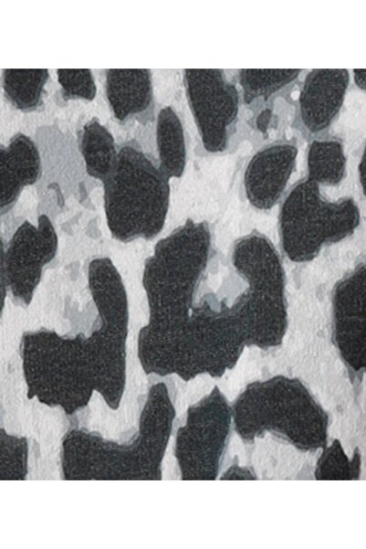 Şans Rochie de damă, mărime mare, gri, imprimeu leopard, decolteu în V, mâneci lungi 65N38989