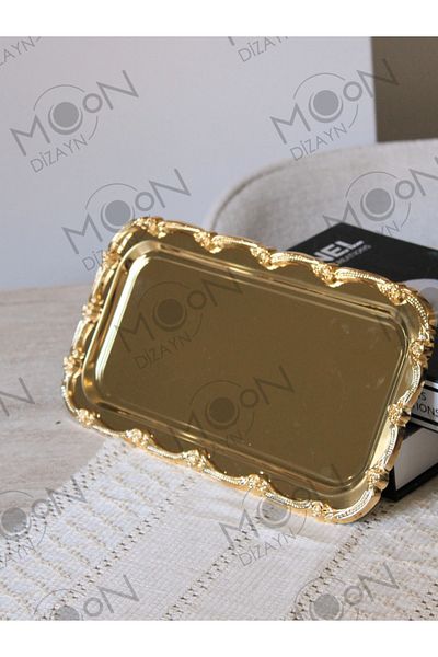 Moon Dizayn Baton Premium Rose Frame Serving Presentation Tray, Luxury Presentation Stand, 1 Piece Coffee Presentation Tray Baton