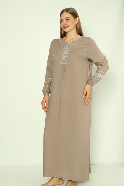 Juliet Deluxe Women's Plus Size Woven Viscose Fabric Long Sleeve Dress 33435