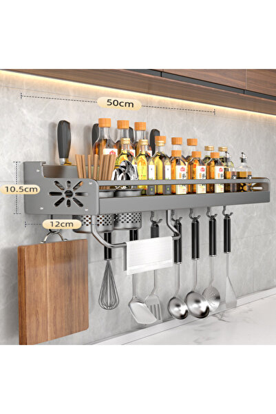 QGC Raft metalic pentru condimente, 4 sloturi, 8 cârlige, 2 cilindri, 50x12x1...