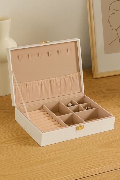 Ecrou Accesoriu Bijuterii Bej Organizator Bijuterie - Cutie Depozitare 18x28x7 cm