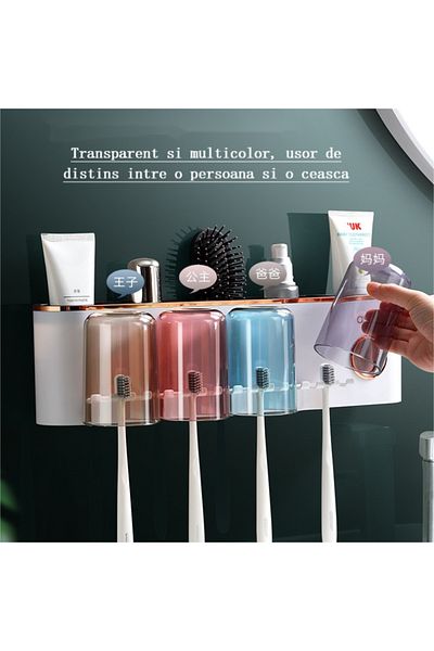 QGC Toothbrush Holder for 4 People, 400x66x112mm, White