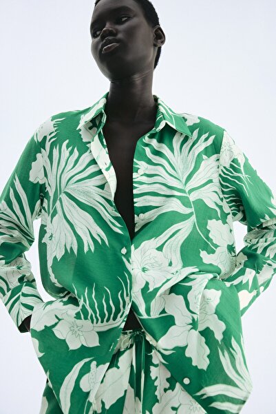 H&M Desenli Oversize Gömlek