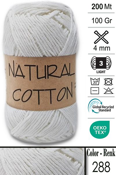 Diva İplik Diva Natural Cotton - Koton Ip - Cotton Knitted Yarn - 288 Bones
