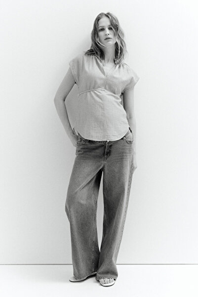 H&M MAMA Kuşaklı Muslin Bluz