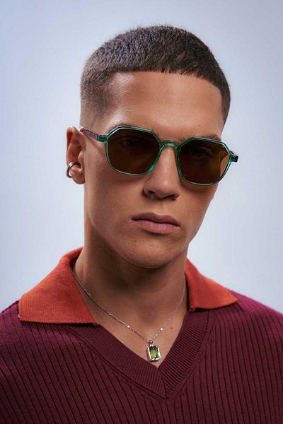 Bilge Karga Men's Sunglasses - Caesar Green Leopard Brown