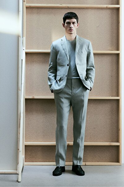 H&M Keten Takım Pantolonu Slim Fit