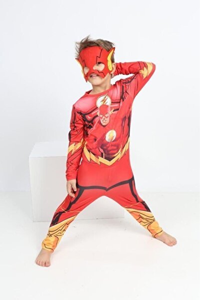 Genel Markalar Flash Kostümü Çocuk - Flash Kostüm Ve Maske Full Set