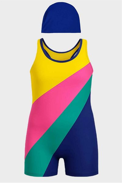 MODANINO Girls' Swimsuit Set with Swimming Shorts and Bouncing Jumpsuit 5-16 Years 12232