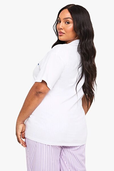 The Champ Clothing Plus Size Women's T-Shirt 100% Cotton Lemon Printed White Oversize Summer Model