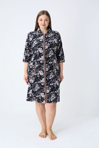 ROMEO LİFE Women's Plus Size Cotton Blend Velvet Zipper Dress 1125