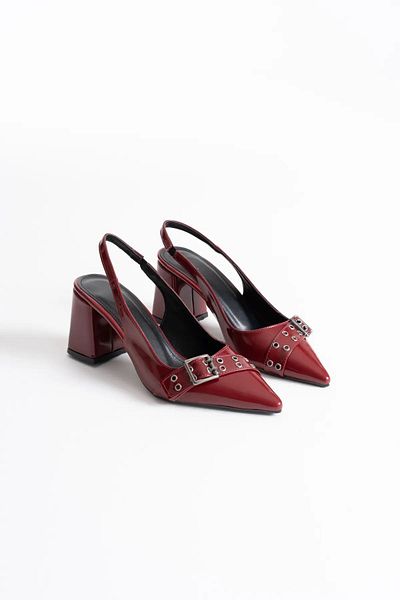 Zerenyus Keira Premium Burgundy Patent Leather Women's Heeled Shoes
