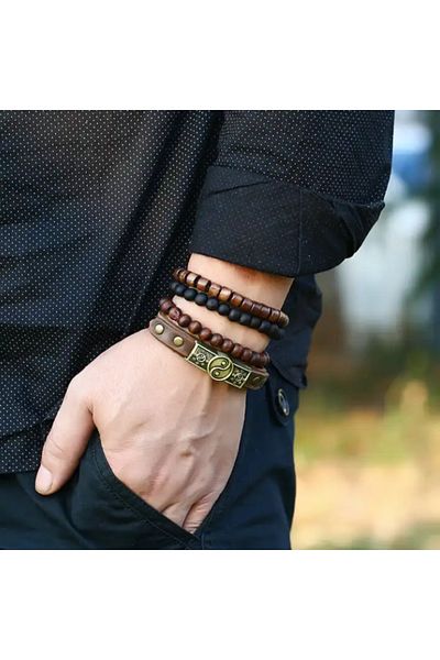 OEM BRĂȚARĂ UNISEX TAI CHI | PERLE DE LEMN SFÂNT ȘI SIMBOLUL YIN-YANG | ATRAGE SĂNĂTATEA ȘI ABUNDENȚA *
