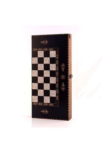 Helena Chess and backgammon game made of wood and mother-of-pearl, 100% handmade