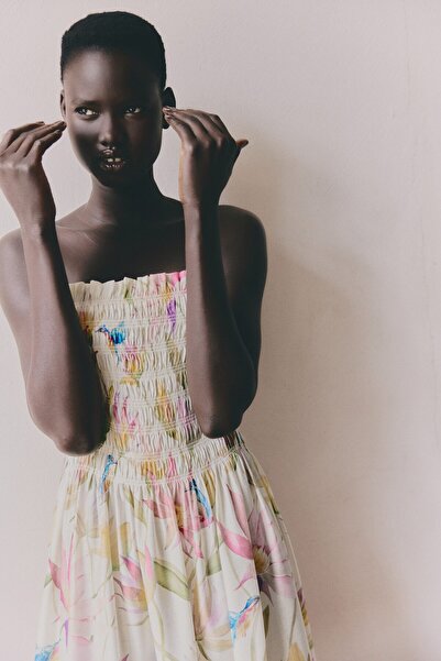 H&M Korsajı Büzgülü ve Askılı Elbise