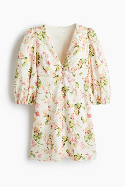 H&M Keten Karışımlı Elbise