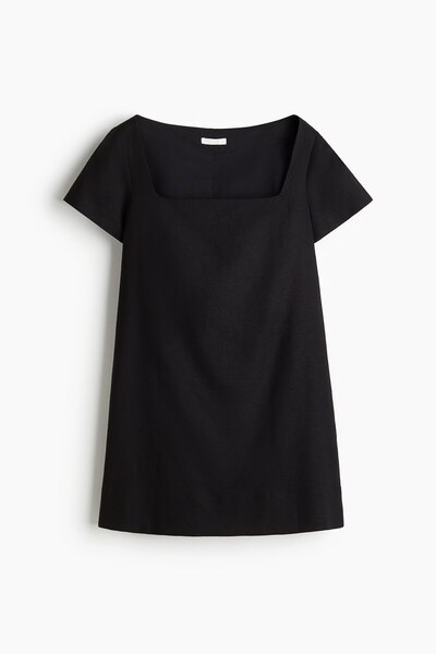 H&M Keten Karışımlı Düz Kesim Elbise