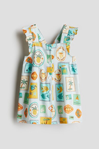 H&M Farbalalı ve Pamuklu Elbise