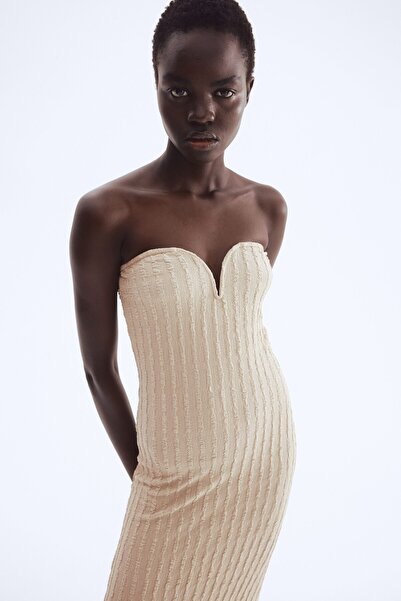 H&M Tekstüre Jarse Bandeau Elbise