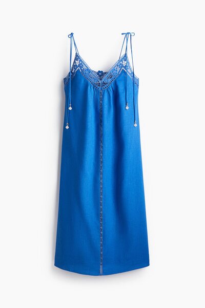 H&M Nakış İşlemeli ve Bağlanan Askılı Elbise