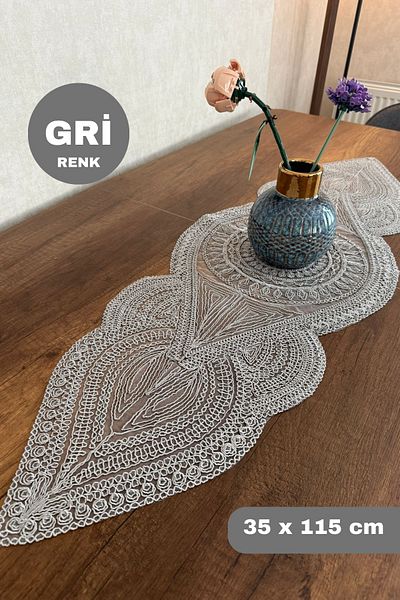 SosyeteDükkanı Gray Color Napkin Runner Supla (115X35Cm) Mediterranean Model Gray Color Napkin Runner Supla Gray (115X35Cm)