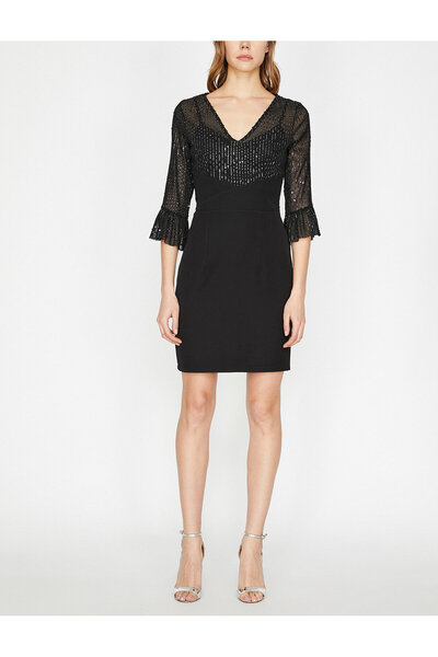 Koton Dámské černé večerní šaty a maturitní šaty