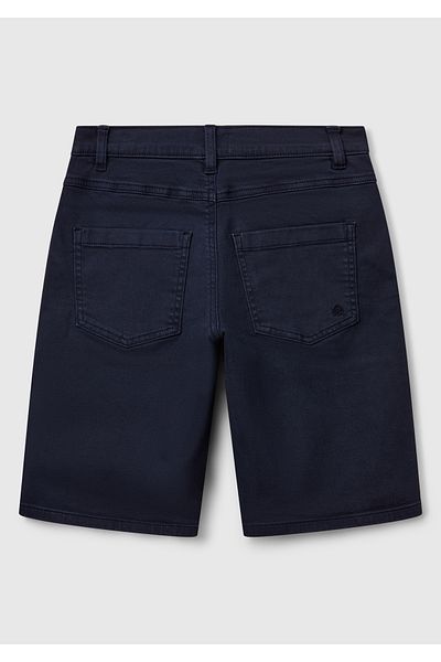 United Colors of Benetton Bermude stretch pentru băiat, albastru bleumarin, cu aspect denim brodat
