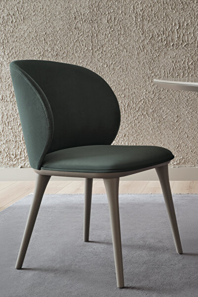 Enza Home Hera Sandalye, Kadife Dokulu Kumaş - Yeşil