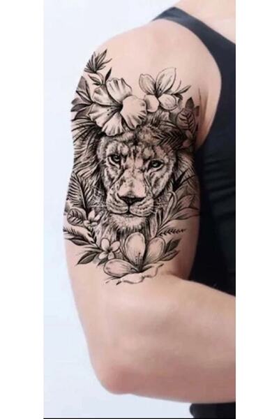petit bijou Unisex Aslan Geçici Dövme,Aslan Kral Kol,Sırt Dövmesi,Tattoo