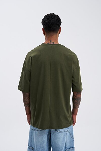 Machinist Ανδρικό μπλουζάκι Basic Super Cotton Oversize Dark Khaki