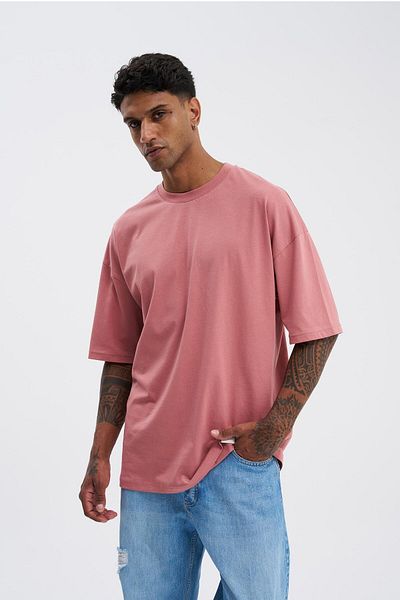 Machinist Men's Basic Super Cotton Oversize Coral T-Shirt