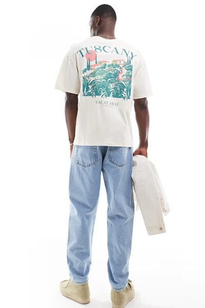 The Champ Clothing Large Size 100% Cotton Oversize Men's T-Shirt Tuscany Printed Summer Model