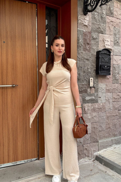 Paw Garage Γυναικείο Σετ Μπλούζας και Παντελονιού από Ύφασμα Crinkle με Λεπτο...