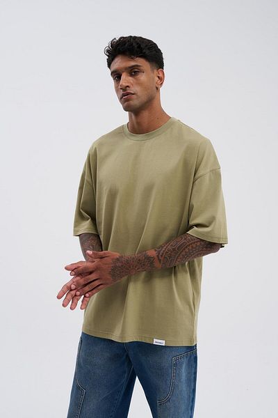 Machinist Tricou de bază pentru bărbați, super bumbac, verde mucegai