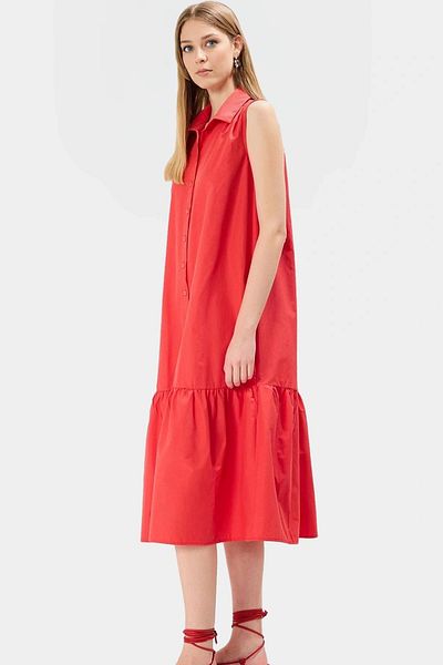 PayBuy Women's Midi Length Terrycotton Woven Shirt Dress Comfortable Casual Style Stylish Appearance Special Design