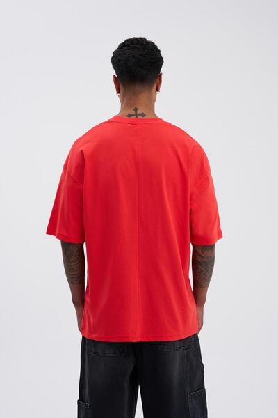 Machinist Erkek Basic Super Pamuklu Oversize Nar Tişört