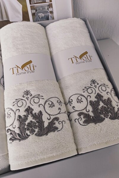 Sevim 8 Piece Tivoli Embossed Embroidered Pique Set with Towels - Diana - Cream