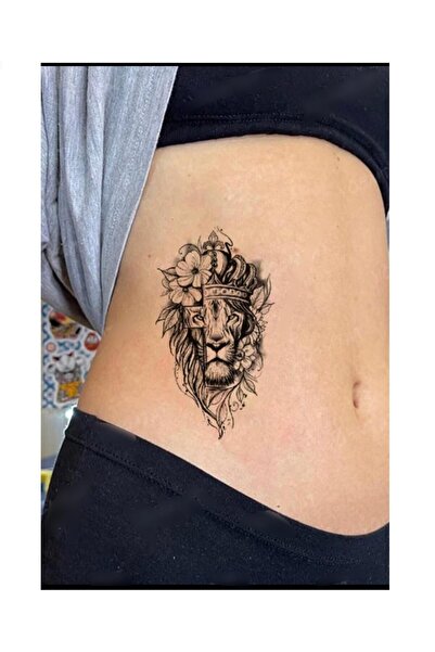 petit bijou BearPear Aslan Dövmesi, Kral Tacı Geçici Dövme, Unisex Aslan Tattoo