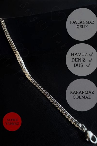 SEVGİLİ TAKI Flat Model Snake Snake Steel Chain Child Bracelet |   777 Series