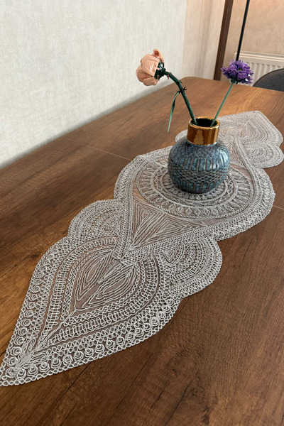 SosyeteDükkanı Mediterranean Model Gray Color Napkin Runner Supla (115X35Cm) Gray Color Napkin Runner Supla Gray (115X35Cm)