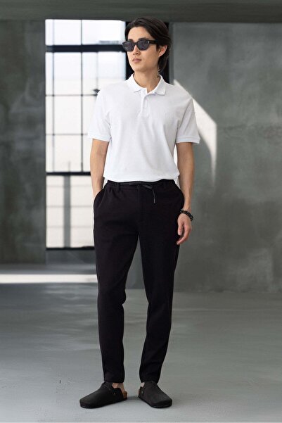 Valiberta Premium Oxford Knitted Double Leg Men's Trousers - Black