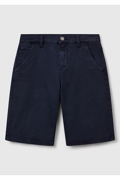 United Colors of Benetton Bermude stretch pentru băiat, albastru bleumarin, cu aspect denim brodat