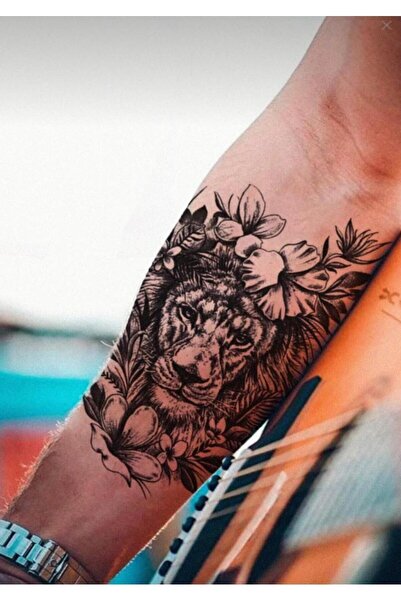 petit bijou Unisex Aslan Geçici Dövme,Aslan Kral Kol,Sırt Dövmesi,Tattoo