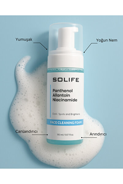 SOLIFE Face Cleansing Foam Siyah Nokta Karşıtı Aydınlatıcı Yüz Temizleme Köpüğü 150 ml