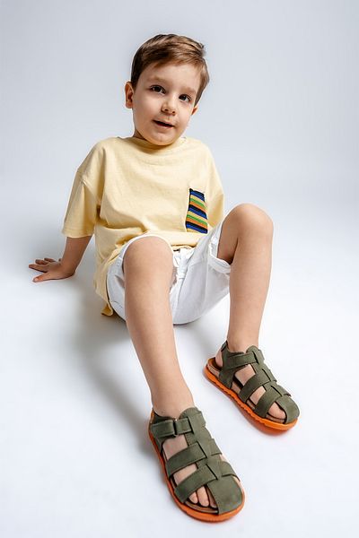mnpc Unisex Kids Khaki Genuine Leather Cork Sole Daily Children's Sandals
