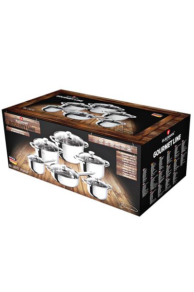 Berlinger Haus 12 Pcs Cookware Set Stainless Steel Pots Shiny Gourmet Line Induction All Stoves Dishwasher Safe