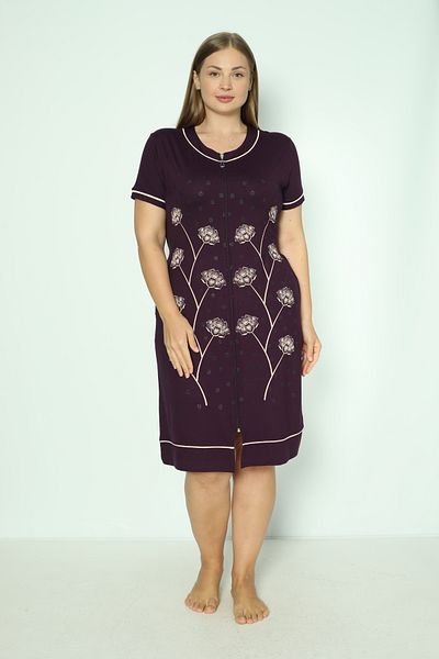 ROMEO LİFE Women's Large Size Short Sleeve Zipper Dress 5752